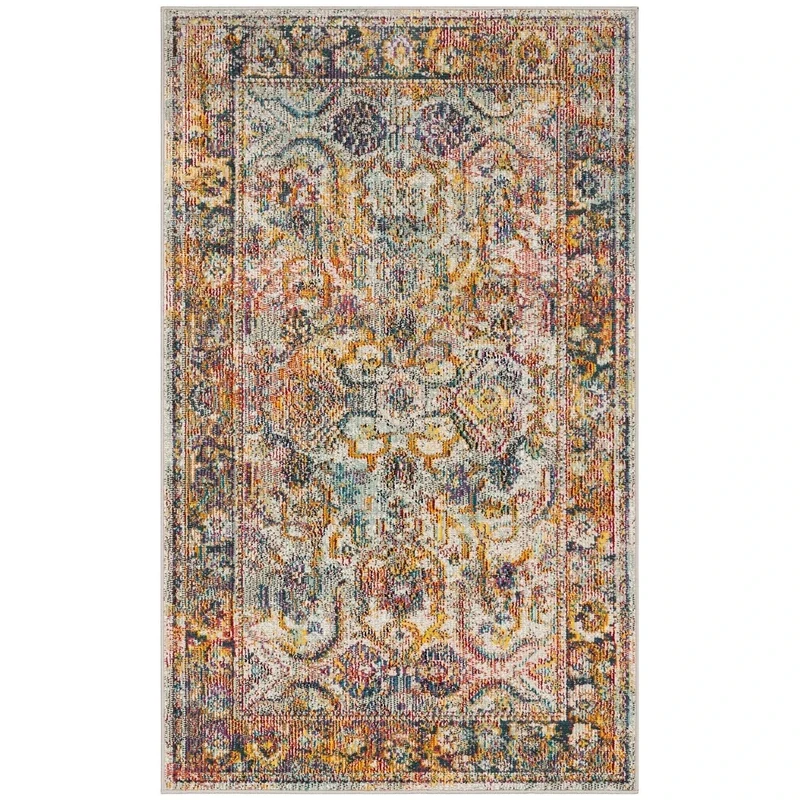 Safavieh Boho Indoor Woven Rectangle Area Rug, Crystal Collection, CRS504, in Light Blue / Orange, 91 X 152 cm for Living Room, Bedroom or Any Indoor Space