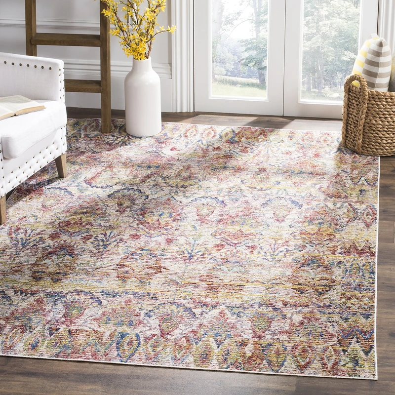 Safavieh Classic Persian Indoor Woven Rectangle Area Rug, Harmony Collection, HMY401, in Light Grey / Rose, 152 X 244 cm for Living Room, Bedroom or Any Indoor Space - Image 1