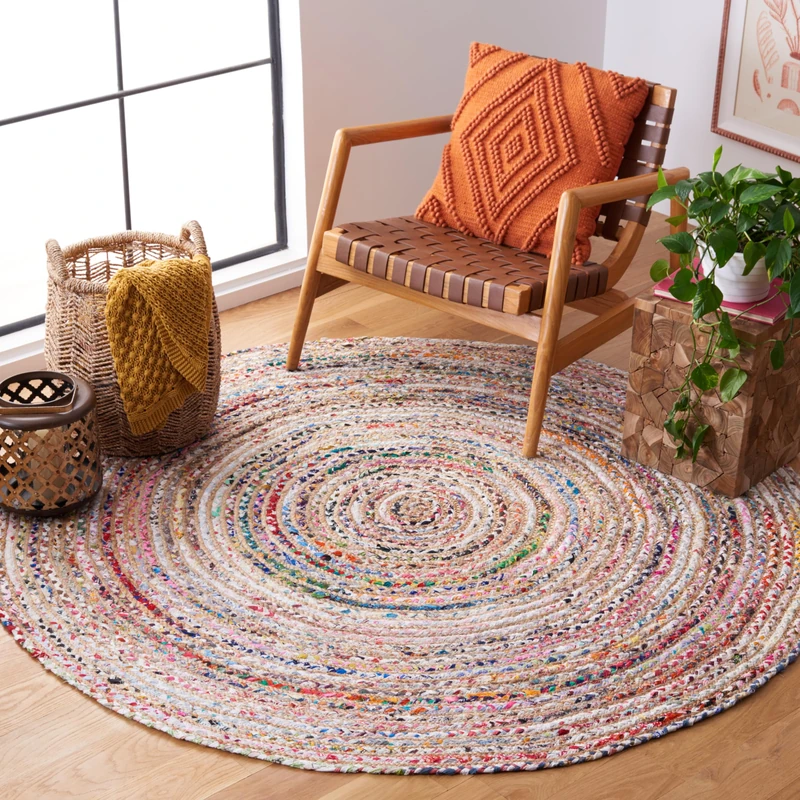 SAFAVIEH Boho Rug for Living Room, Dining Room, Bedroom - Cape Cod Collection, Short Pile, in Multi, 122 X 122 cm - Image 1