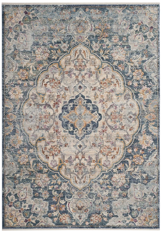 Safavieh Traditional Indoor Woven Rectangle Area Rug, Illusion Collection, ILL711, in Cream / Blue, 91 X 152 cm for Living Room, Bedroom or Any Indoor Space