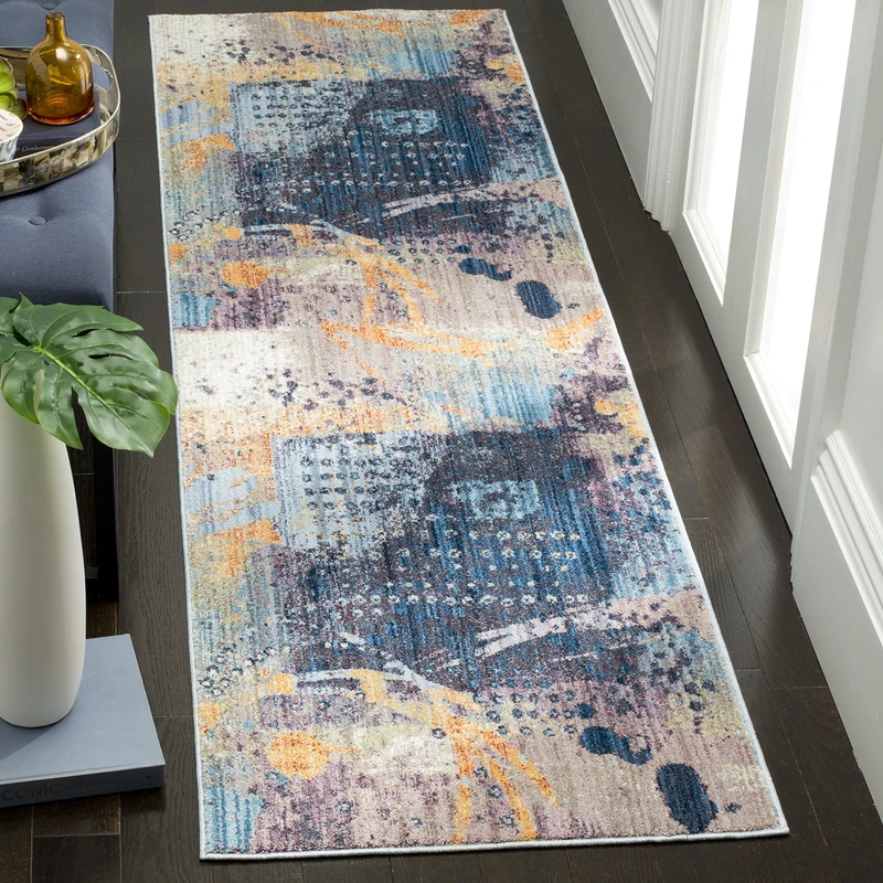 Safavieh Trendy New Transitional Indoor Woven Runner Area Rug, Bristol Collection, BTL355, in Blue / Multi, 69 X 244 cm for Living Room, Bedroom or Any Indoor Space