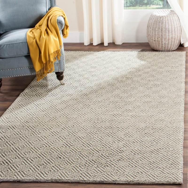 SAFAVIEH Natural Fiber Rug for Living Room, Dining Room, Bedroom - Natural Fiber Collection, Short Pile, in Ivory and Light Grey, 91 X 152 cm - Image 1