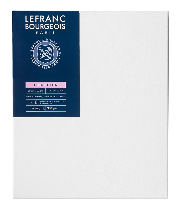 Lefranc & Bourgeois Series 11148 Classic Stretcher Frame 100% Cotton 350 g/m² Archival Quality Acid-Free for Increased Durability Primed 50 x 60 cm