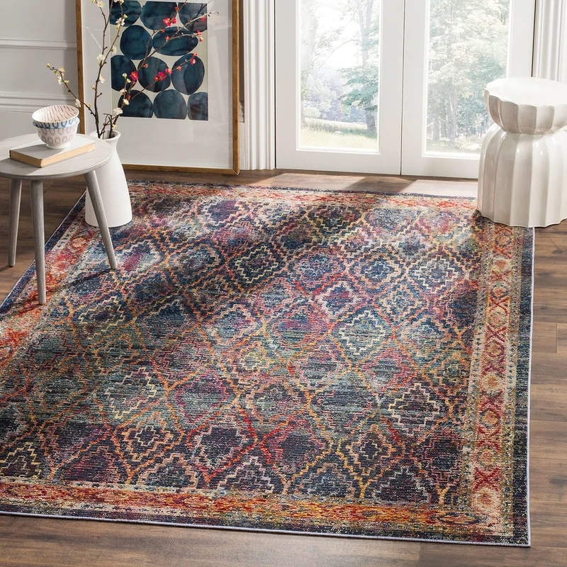 Safavieh Classic Persian Indoor Woven Rectangle Area Rug, Harmony Collection, HMY407, in Navy / Gold, 122 X 183 cm for Living Room, Bedroom or Any Indoor Space