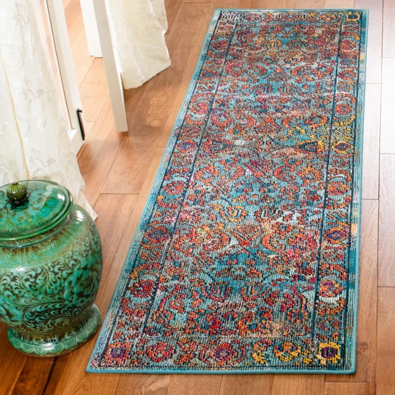 Safavieh Traditional Rug for Living Room, Dining Room, Bedroom - Crystal Collection, Short Pile, in Wheat and Beige, 69 X 213 cm