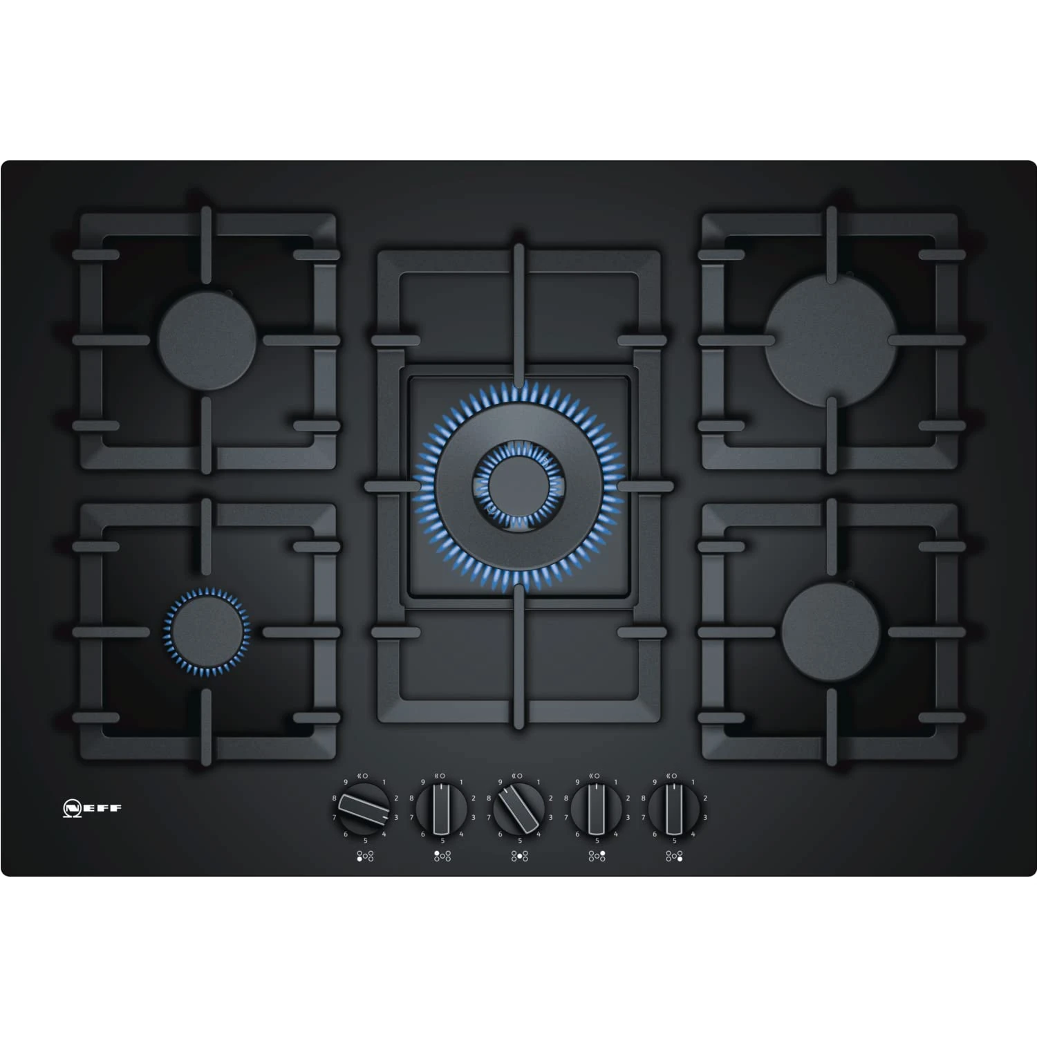 Neff N70 75cm 5 Burner Gas on Glass Gas Hob - Black