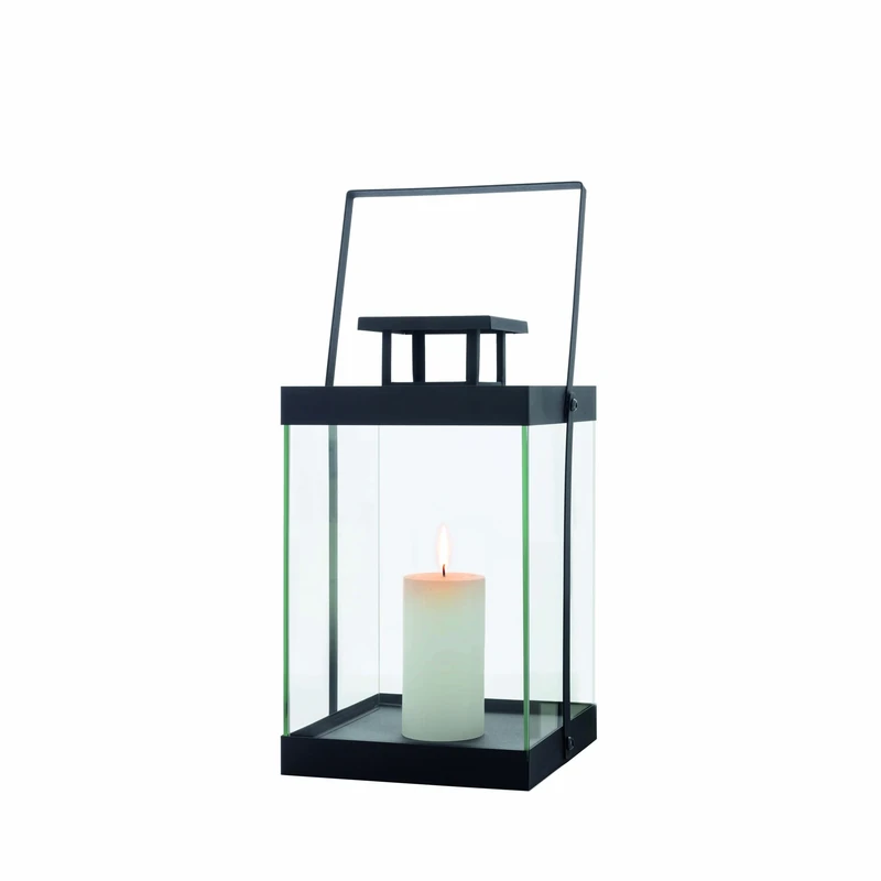 blomus -FINCA 63687 Lantern M Powder Coated Metal Lantern Exclusive Look Modern Home Accessory Atmosphere Indoor Use (H x W x D): 36.5 x 21 x 21 cm Black