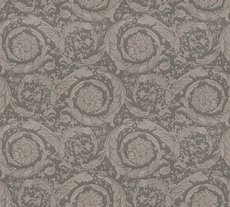 A.S. CréationLuxury Wallpaper Versace 3 Non-Woven Wallpaper 10.05 m x 0.70 m Silver Grey Brown Made in Germany 935836 93583-6