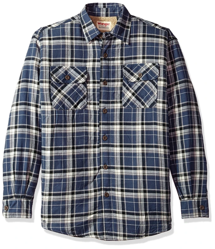 Wrangler Authentics Men's long Button Down Shirt, Mood Indigo, L UK