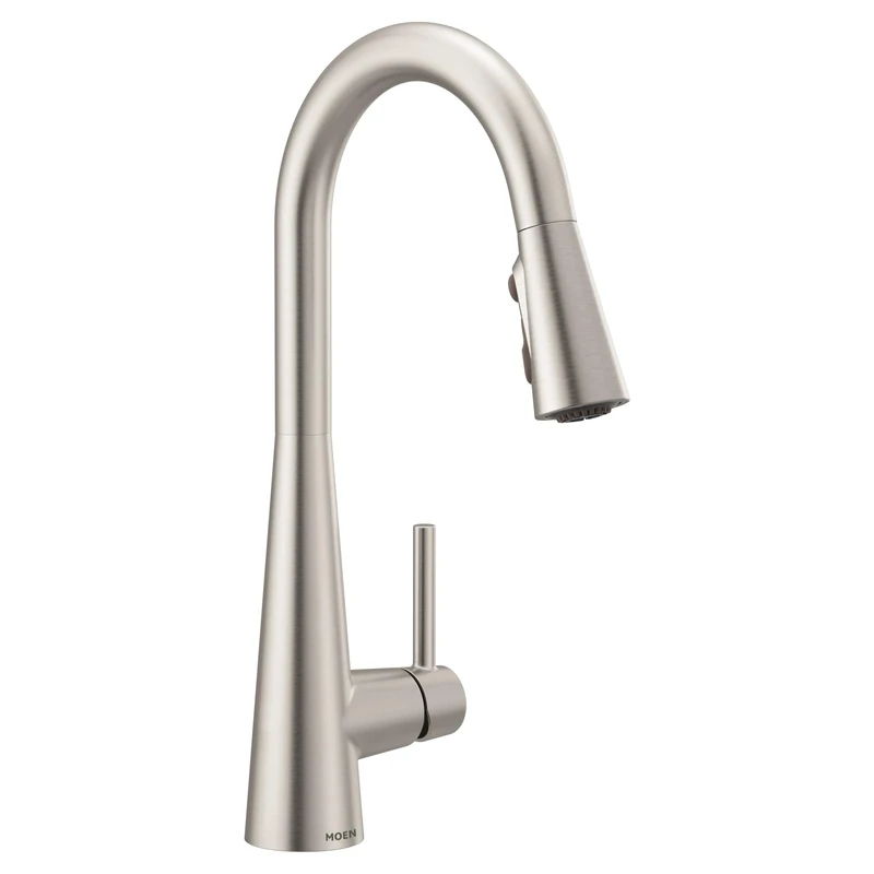 Moen 7864SRS Sleek One Handle High Arc Pulldown Modern Kitchen Faucet Featuring Power Boost, Spot Resist Stainless, XL