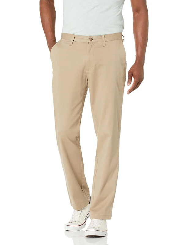 Nautica Men's Classic Fit Flat Front Stretch Solid Chino Deck Pant Business Casual, True Khaki, 30W x 32L