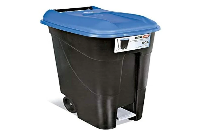 Tayg 433023 Waste Bin with Pedal, Black Base and Blue Lid, 80 Litres