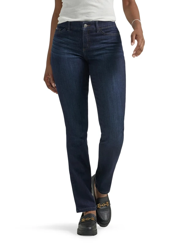 Lee Women's Ultra Lux Comfort with Flex Motion Straight Leg Jean, Niagara, 12 Long