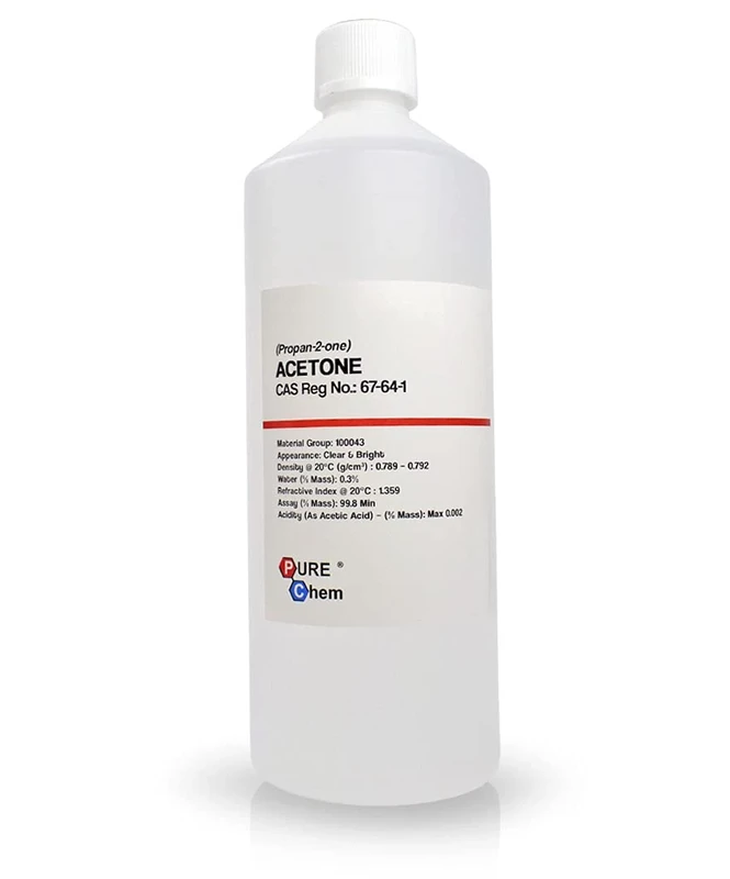 Pure Acetone - Acrylic Nail Remover Nail Polish Remover 99.8% (1L) Clear