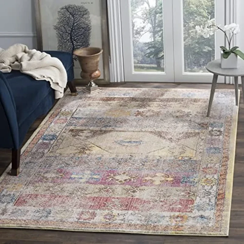 Safavieh Yasmeen Transitional Area Rug, Woven Polyester Carpet in Pink / Multi, 243 X 304 cm