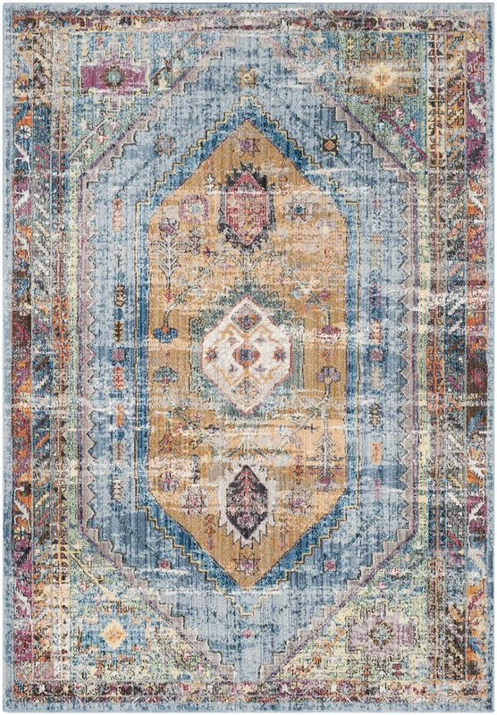 Safavieh Trendy New Transitional Indoor Woven Rectangle Area Rug, Bristol Collection, BTL346, in Blue / Camel, 91 X 152 cm for Living Room, Bedroom or Any Indoor Space