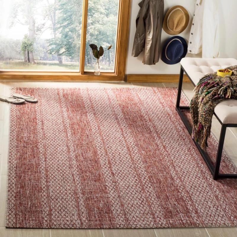 Safavieh Contemporary Indoor/Outdoor Woven Rectangle Area Rug, Courtyard Collection, CY8736, in Light Beige / Terracotta, 122 X 170 cm for Garden, Patio or Any Outdoor Space