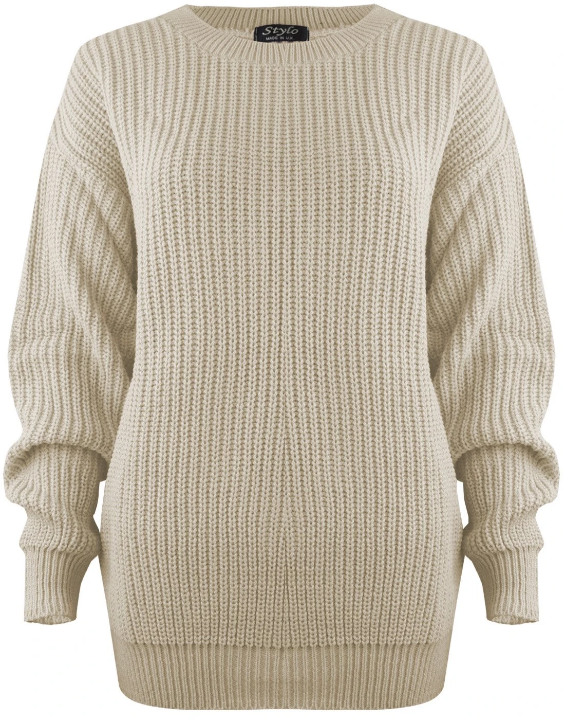 SA Fashions® Oversized New Ladies Womens Chunky Baggy Jumper Knitted Sweater Thick Top S-XL 8-18 (M/L (12-14), Cream)