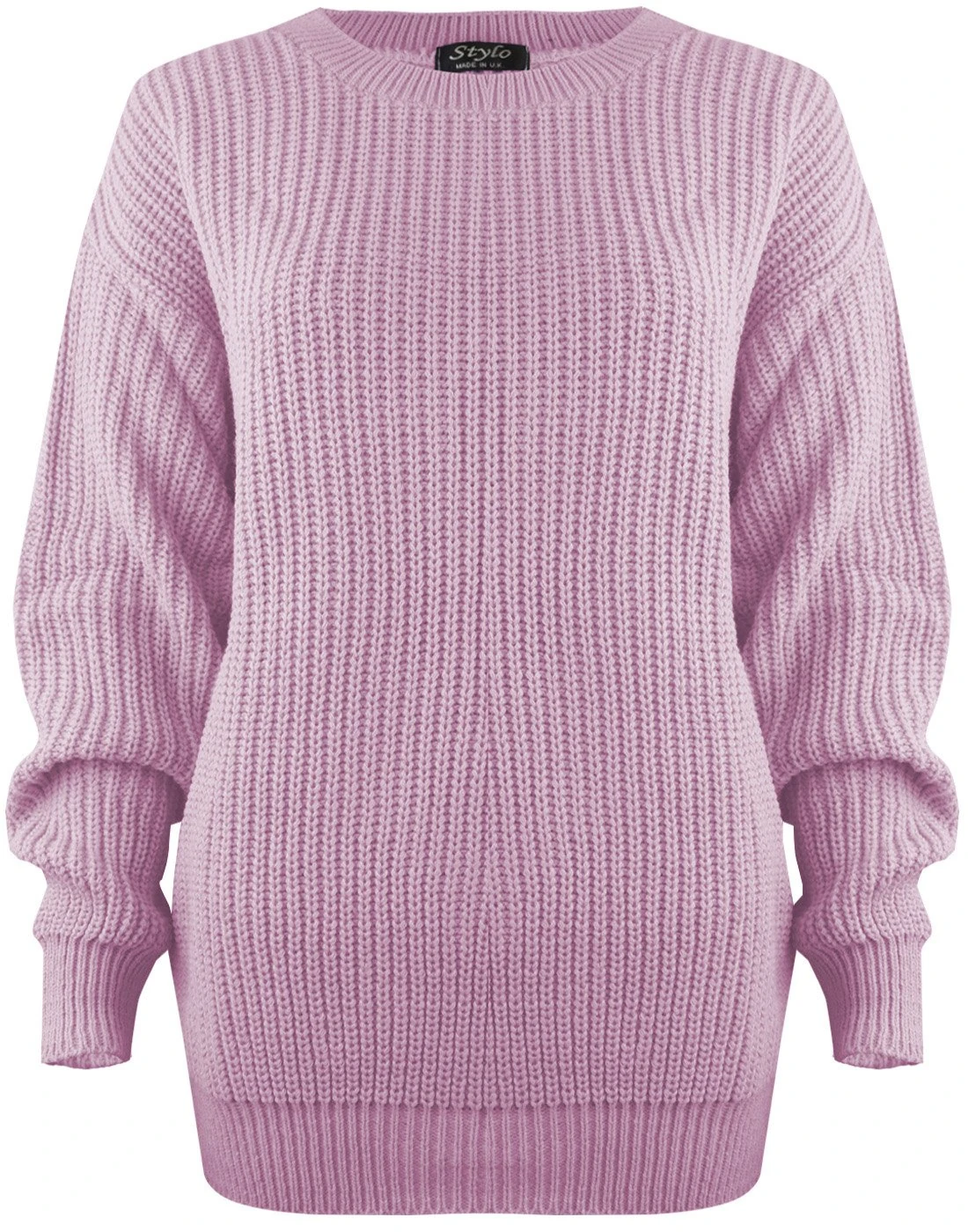 SA Fashions® Oversized New Ladies Womens Chunky Baggy Jumper Knitted Sweater Thick Top S-XL 8-18 (M/L (12-14), Baby Pink)