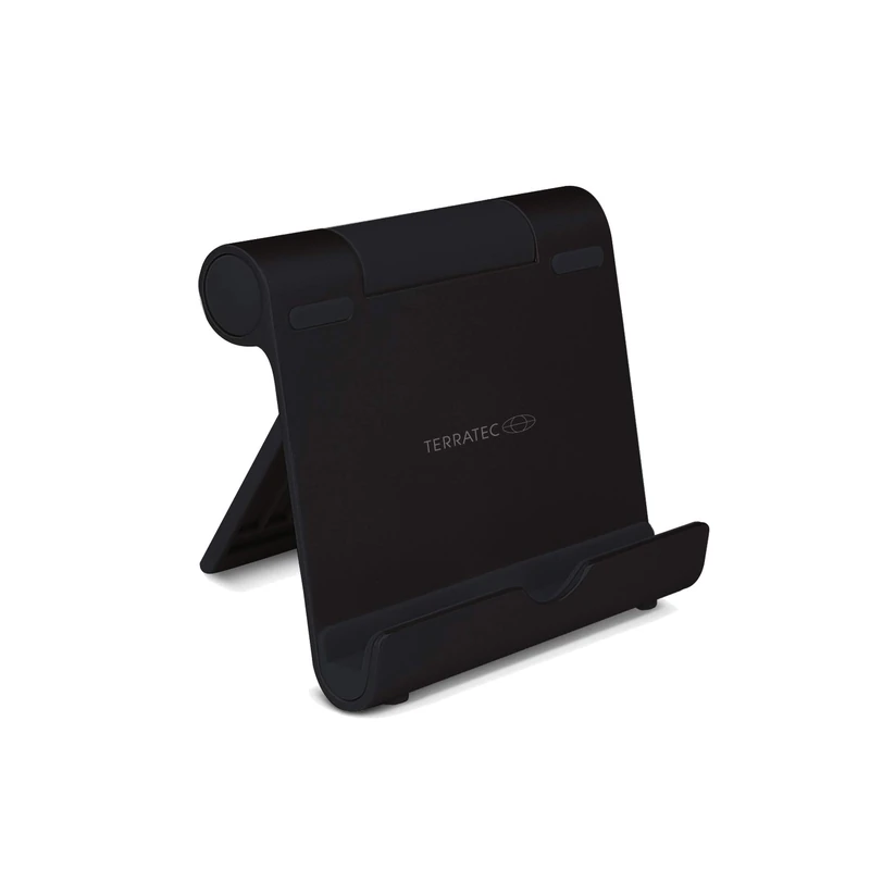 TerraTec iTab S Black Smartphone & Tablet Multi Angle Aluminum Stand for iPhone, iPad, Samsung Galaxy, Google Nexus and More Adjustable Viewing Angle - Image 1