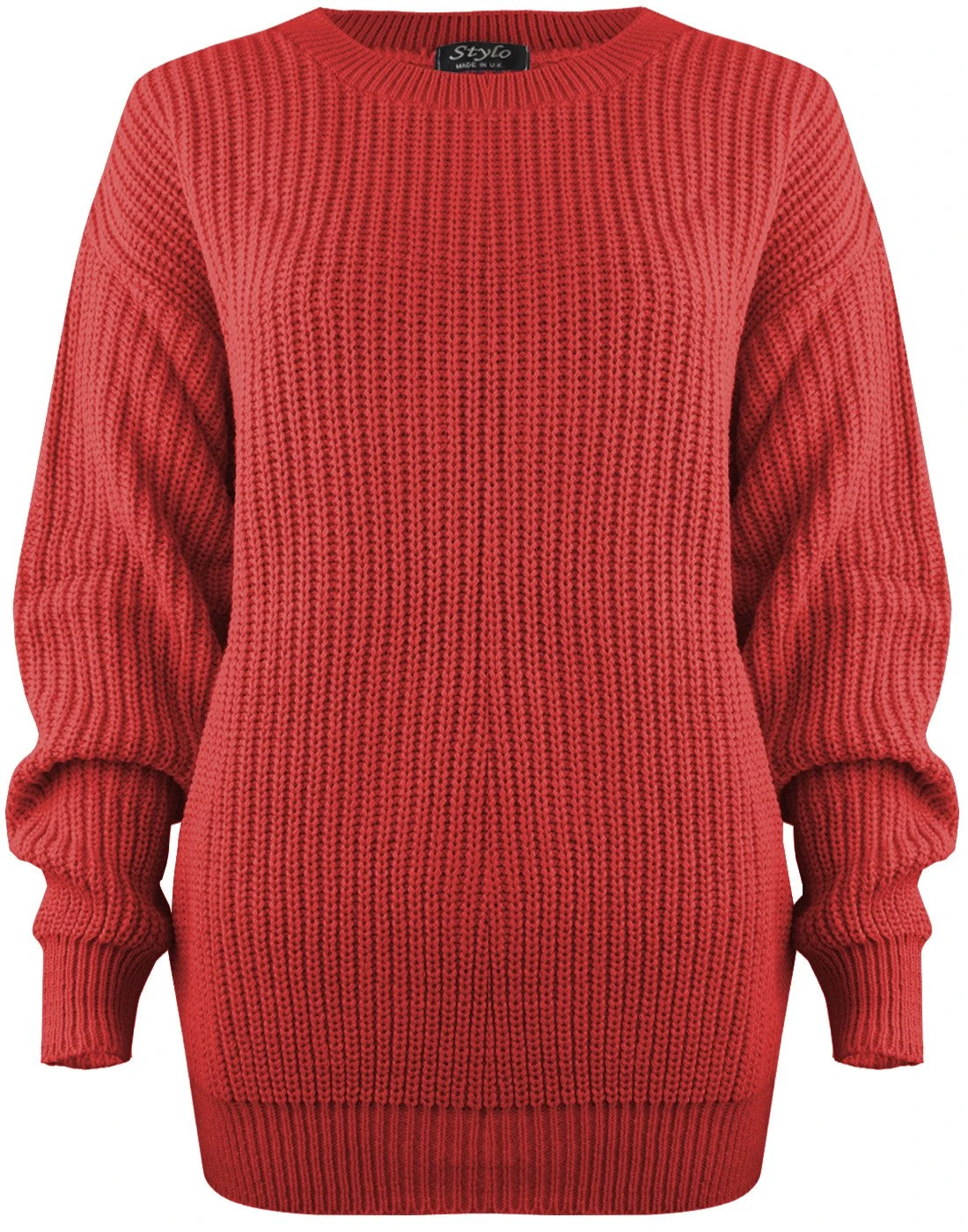 SA Fashions® Oversized New Ladies Womens Chunky Baggy Jumper Knitted Sweater Thick Top S-XL 8-18 (M/L (12-14), Coral)