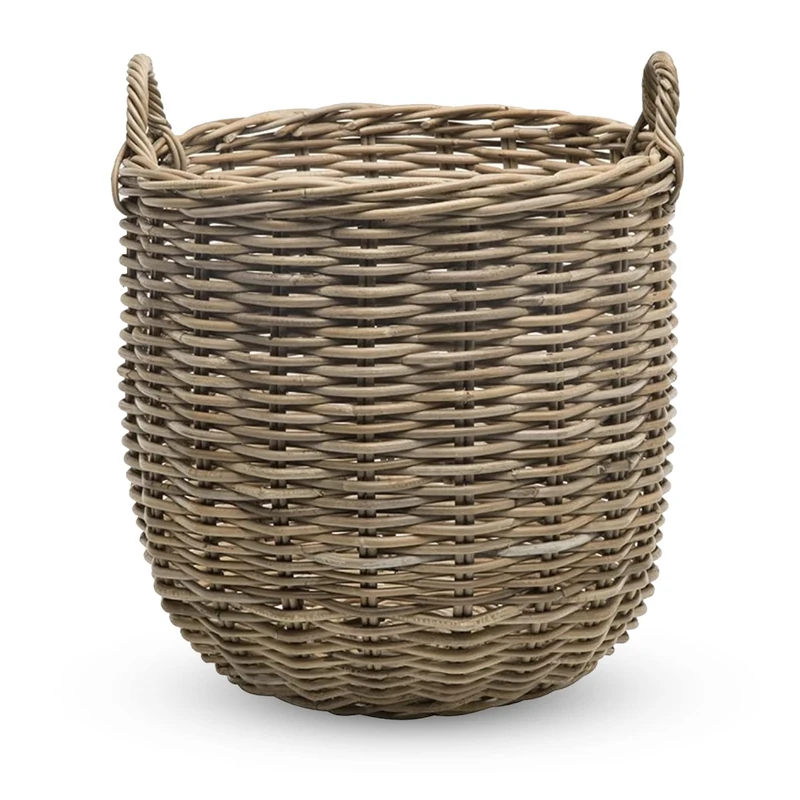 Kouboo 1060109 Rattan Kobo Round Storage Basket, Gray - Image 1