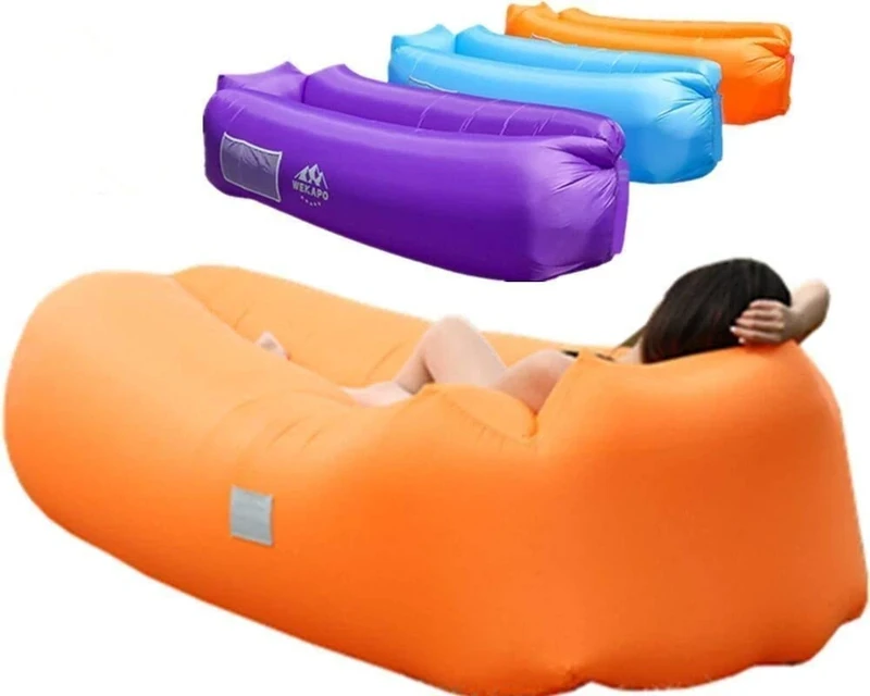 WEKAPO Inflatable Inflatable Sofa for Camping, Travel and Beach, Orange Color