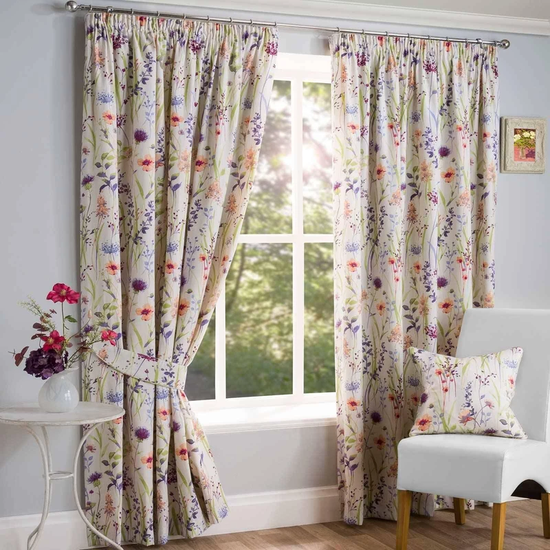 Sundour Hampshire Pencil Pleat Curtains, Half Panama Polycotton, Multi (90 x 90)