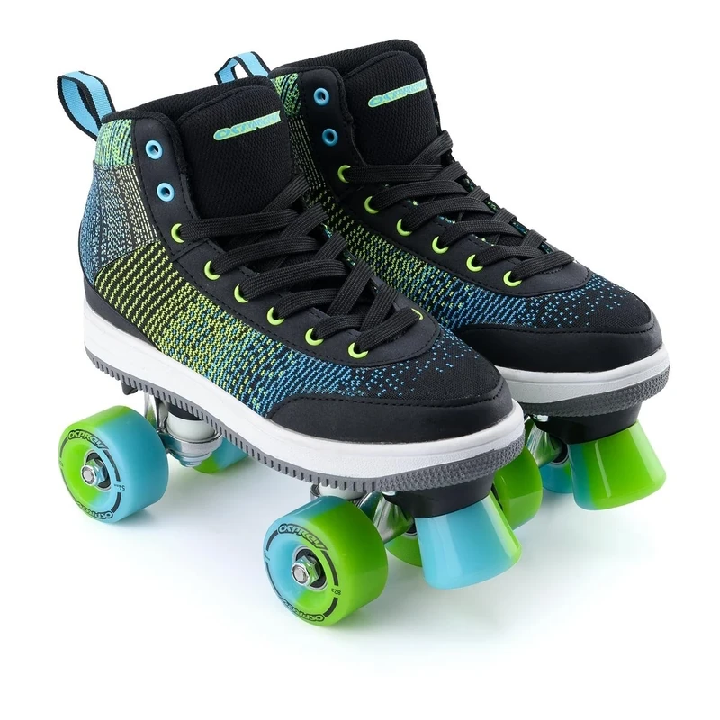 Osprey Mid Top Fly Knit Quad Roller Skates, Ideal Beginner 4 Wheel Roller Boots with ABEC 7 Bearings, Green