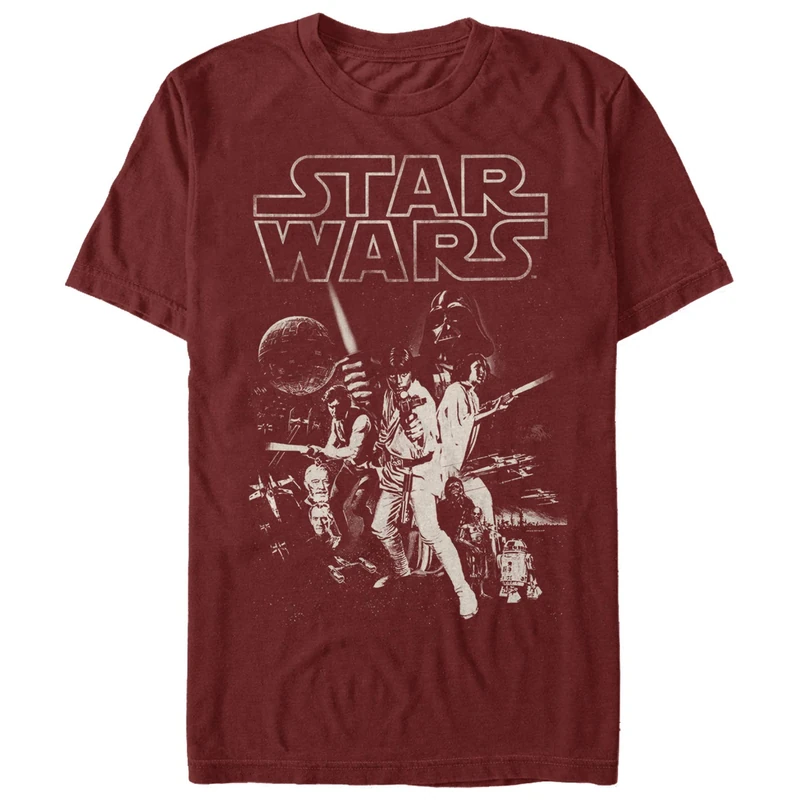 Star Wars Men's Official 'Poster' Graphic Tee Shirt, Cardinal, Medium