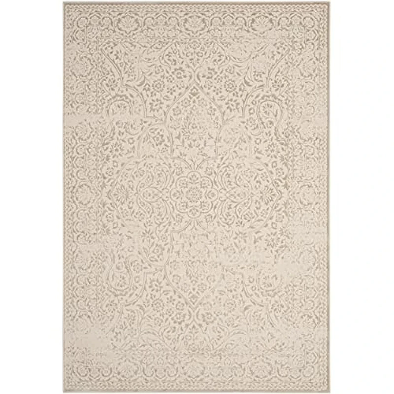 Safavieh Transitional Indoor Woven Rectangle Area Rug, Noble Collection, NBL612, in Beige / Ivory, 155 X 229 cm for Living Room, Bedroom or Any Indoor Space