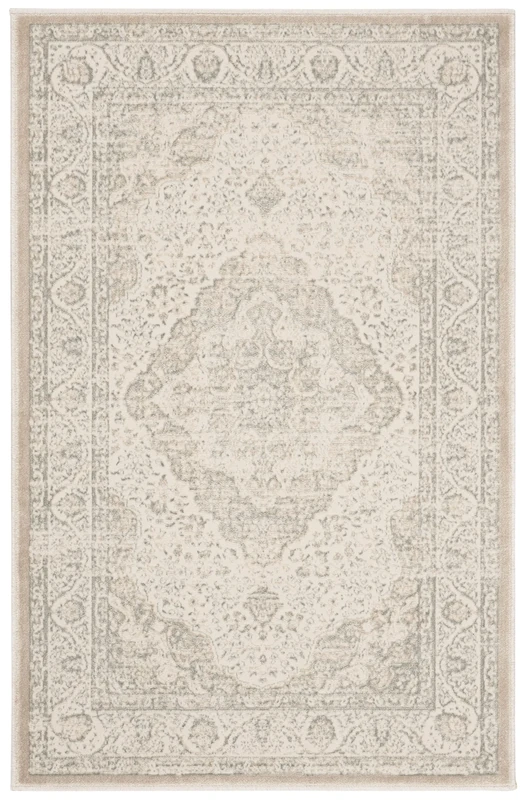 SAFAVIEH Transitional Rug for Living Room, Dining Room, Bedroom - Noble Collection, Short Pile, in Silver and Cream, 122 X 170 cm