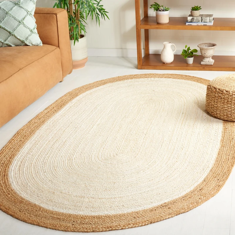 Safavieh Natural Fiber Rug for Living Room, Dining Room, Bedroom, Natural Fiber Collection, Short Pile, in Ivory and Natural, 201 X 201 cm