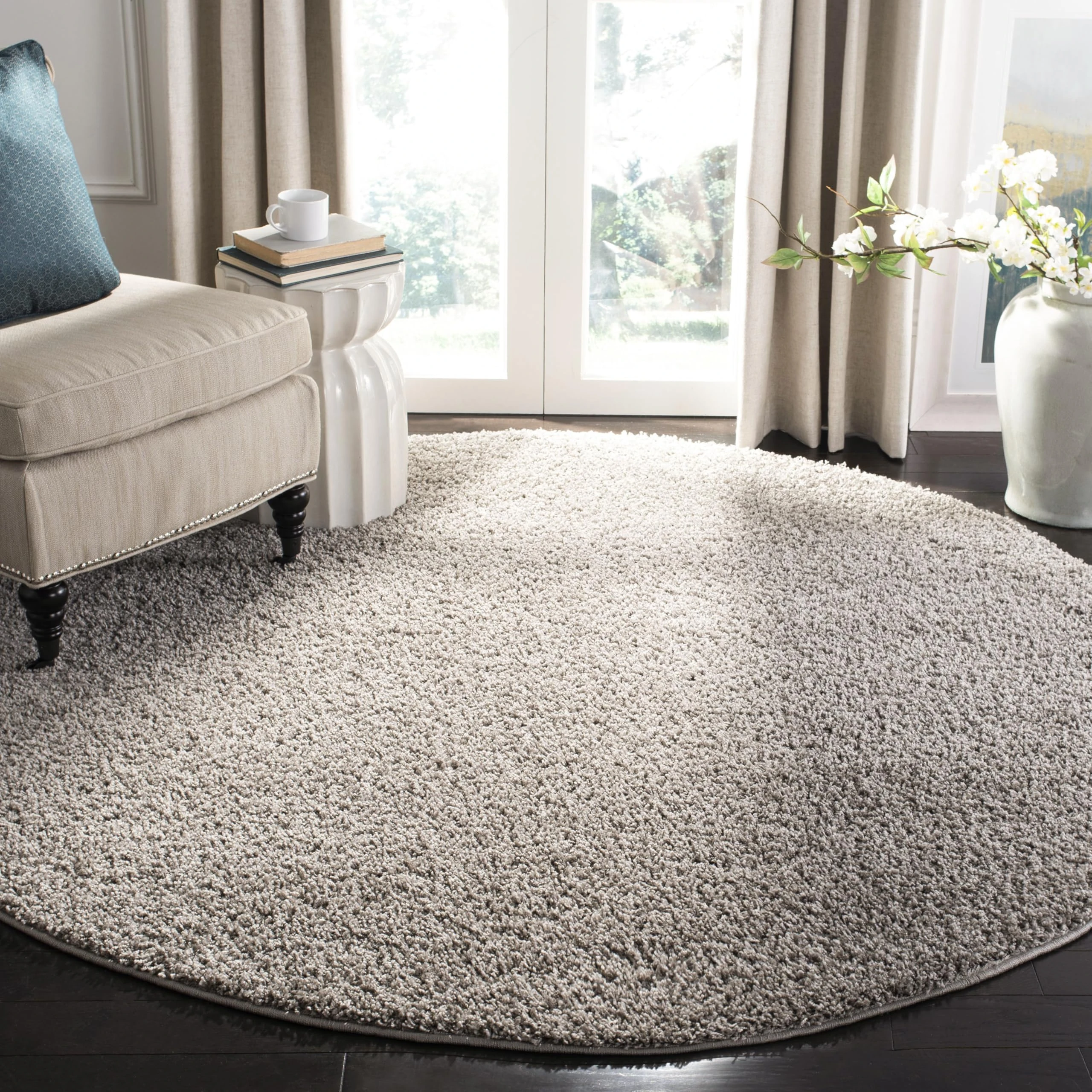 Safavieh New York Shag Collection SG166C Grey Round Area Rug (6'7" in Diameter)