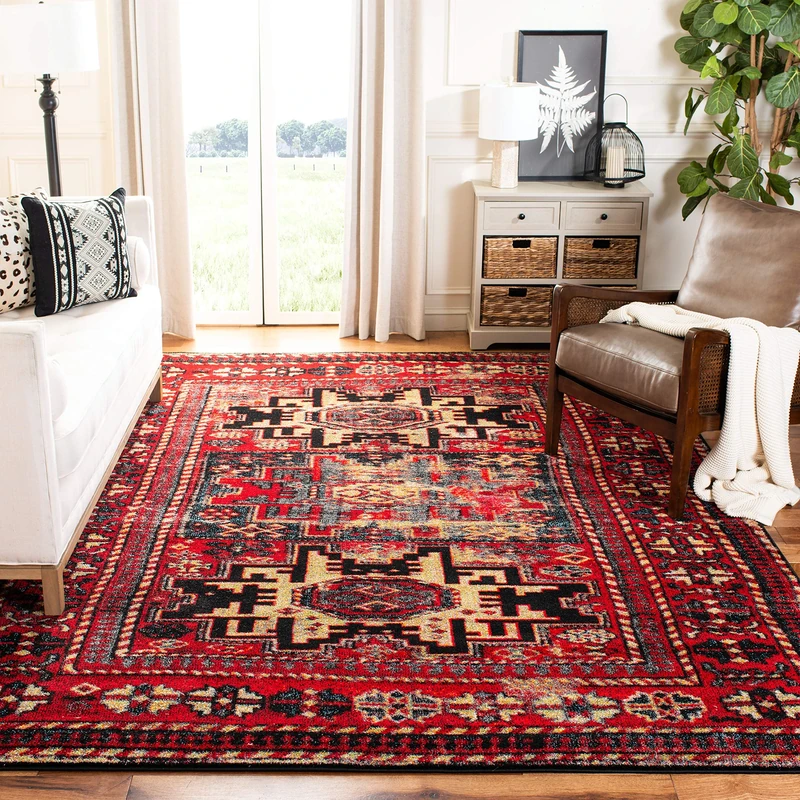 Safavieh Persian Collection Traditional Rug for Living Room, Dining Room, Bedroom, Short Pile, Red and Multi, 160 x 160 cm