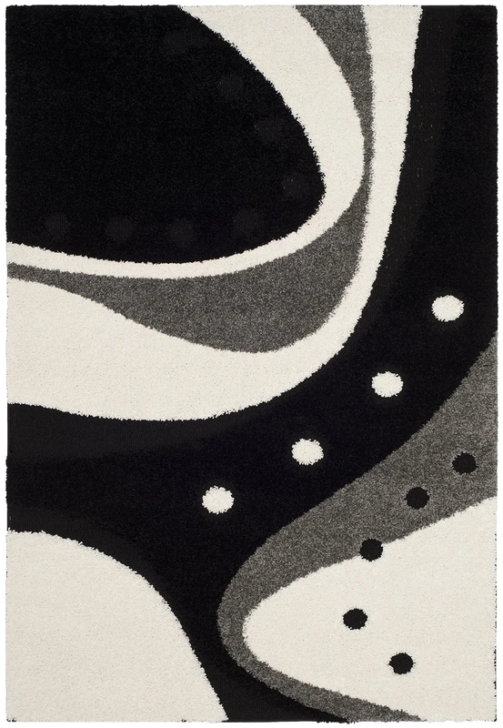 Safavieh Lucie Shag Area Rug, Synthetic, Black/Ivory, 99 x 160 x 2.54 cm