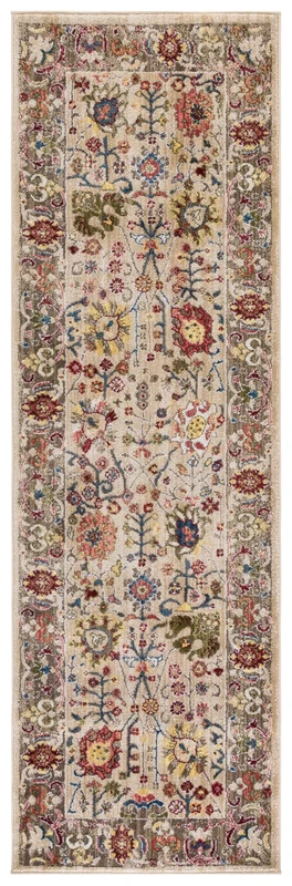 Safavieh Kashan Collection 2'6" x 8' Beige/Taupe KSN303K Traditional Oriental Non-Shedding Living Room Entryway Foyer Hallway Bedroom Runner Rug