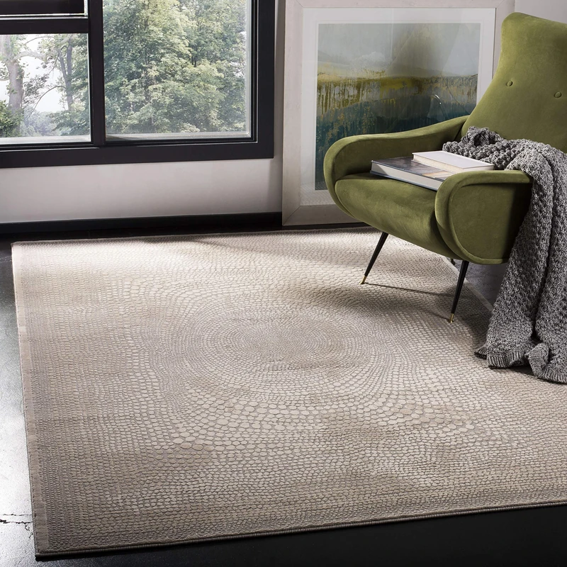 Safavieh Modern Rug for Living Room, Dining Room, Bedroom - Meadow Collection, Short Pile, in Ivory and Grey, 240 x 300 cm