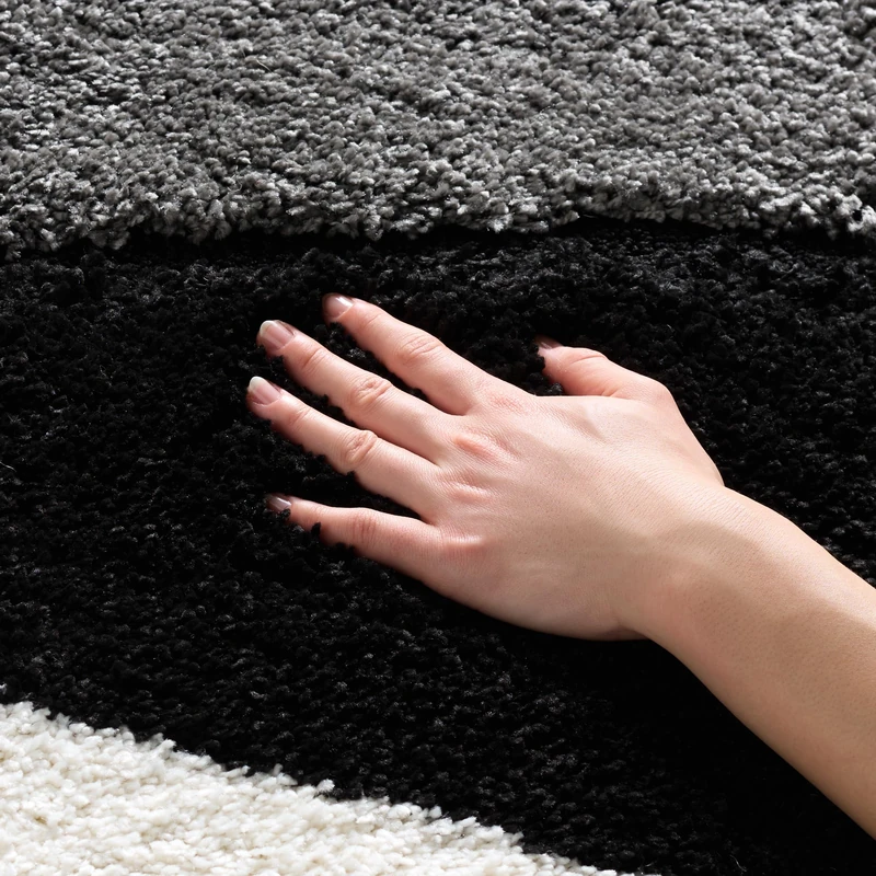 Safavieh Bonita Shag Area Rug, Synthetic, Grey/Black, 121 x 182 x 2.54 cm