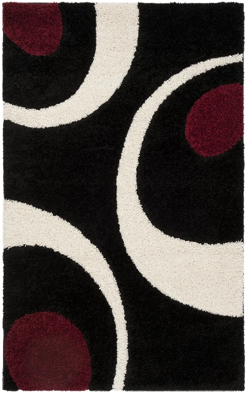 Safavieh Vero Shag Area Rug, Synthetic, Black/Ivory, 99 x 160 x 2.54 cm
