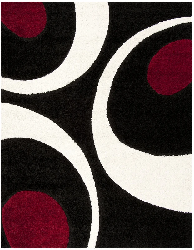 SAFAVIEH Shag Rug for Living Room, Dining Room, Bedroom - Florida Shag Collection, High Pile, in Grey and Black, 99 X 160 cm