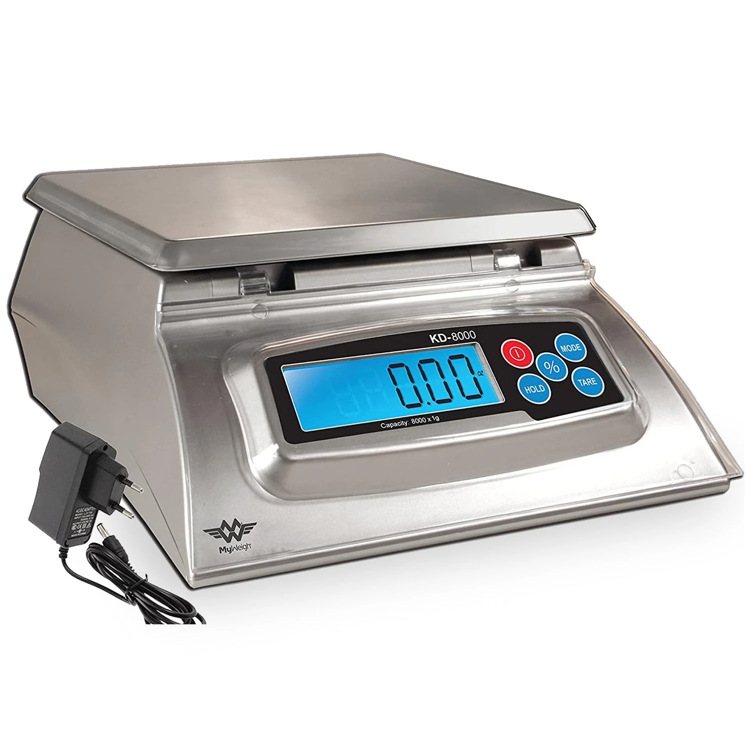My Weigh KD8000 8kg x 1g Kitchen Scale with Bakers Percentage Feature and UK Mains Adaptor