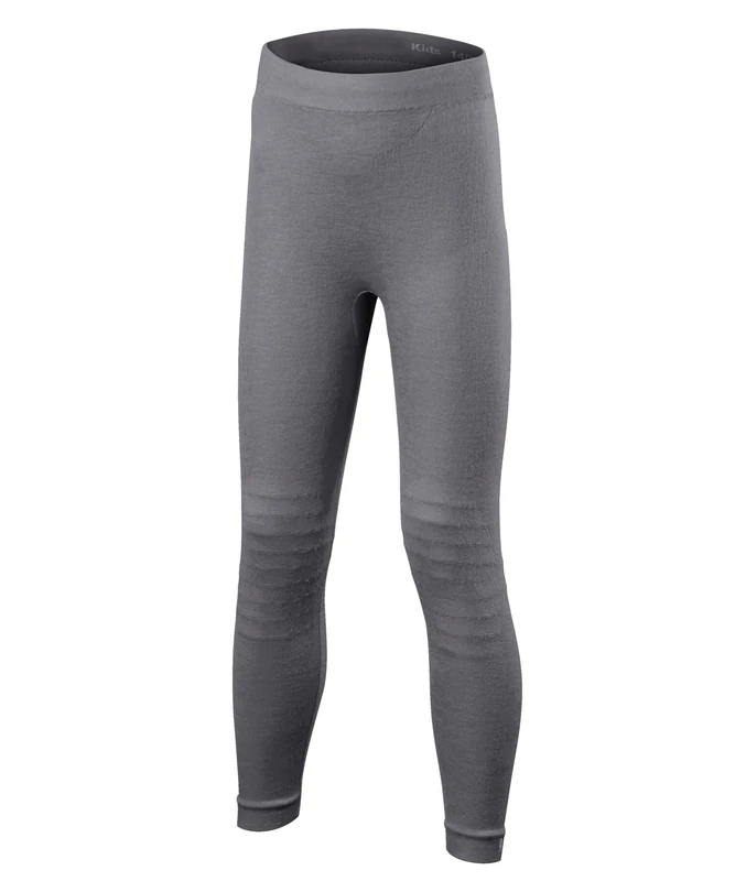 FALKE Unisex Kids Wool-Tech Long K Ti Functional Yarn Quick Dry 1 Piece Base Layer Bottom, Grey Grey-Heather 3757, 12-2.5