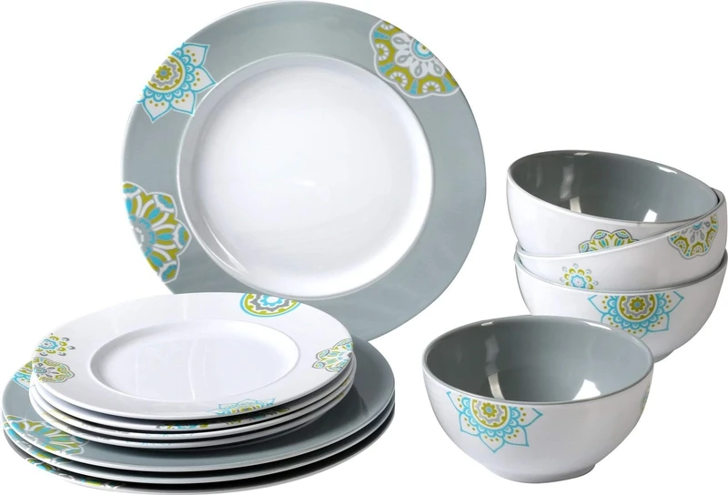 Brunner Sandhya 12-Piece Melamine Camping Tableware Non-Slip