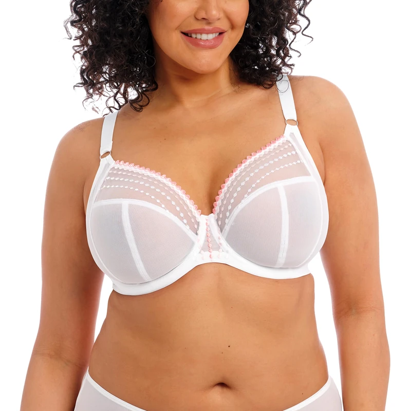Elomi Women's Plus Size Matilda Underwire Plunge Bra, White, 36GG