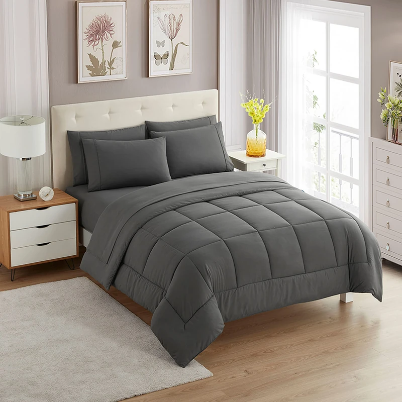 Sweet Home Collection Ultra Soft Down Alternative Set & Luxurious Bed Sheets, Polyester, Gray, King