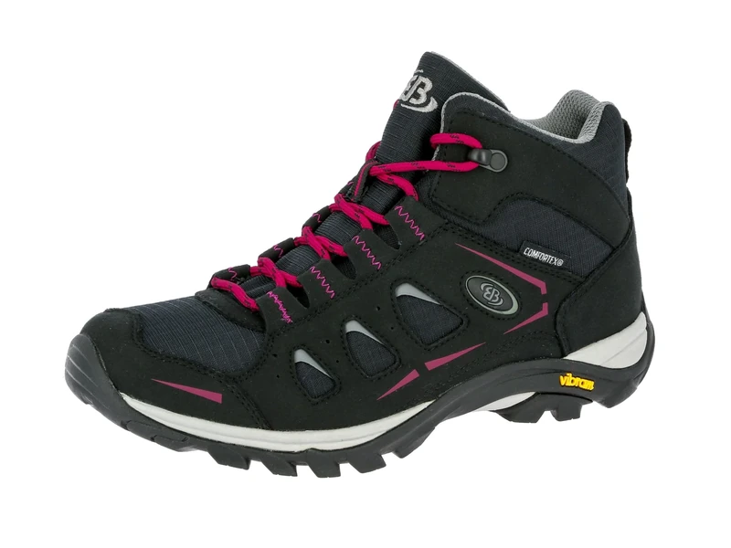 Brütting Women's MOUNT FRAKES HIGH High Rise Hiking Shoes, Black (Black/Pink), 7.5 UK