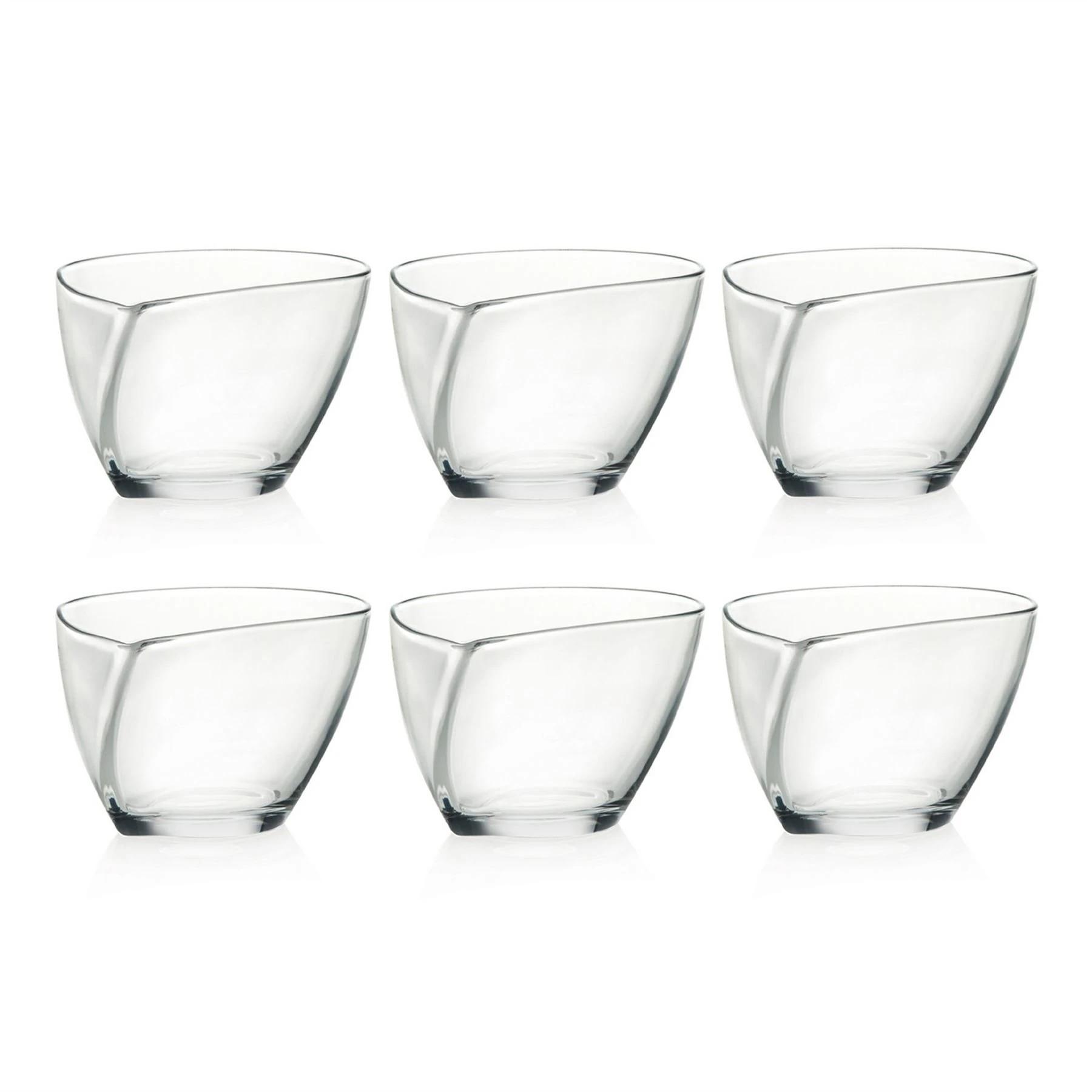 6 x RCR Crystal Glass Happy Dessert Bowls Boxed Set Dishwasher, Fruit, Savoury Snacks and Ice Cream Crystal Glass Bowls - Made in Italy