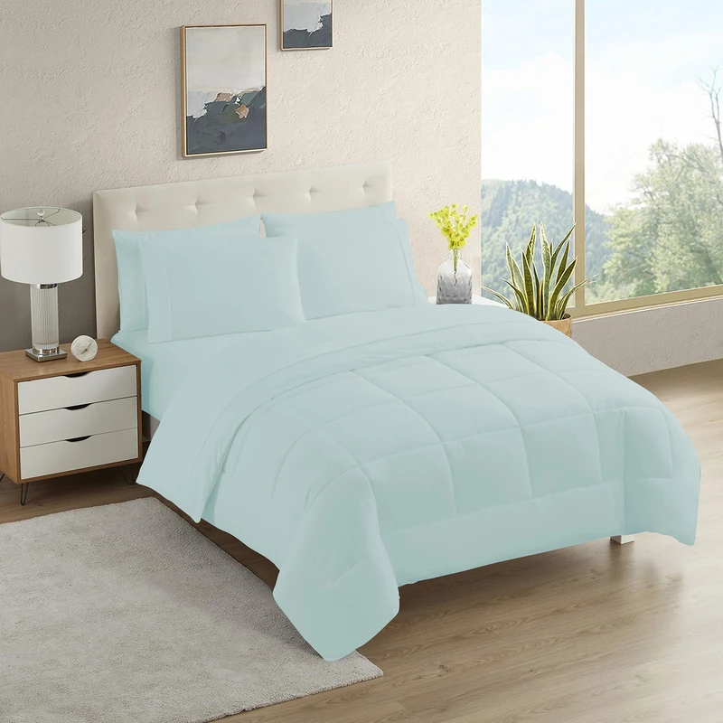 Sweet Home Collection Ultra Soft Down Alternative Set & Luxurious Bed Sheets, Polyester, Aqua, Twin