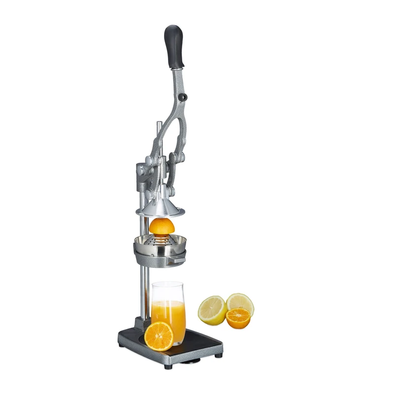 Relaxdays Manual Juicer with Potato Slicer, Apple Cutter, Hand Orange Press, HxWxD: 47.5 x 17.5 x 40.5 cm, Stainless Steel